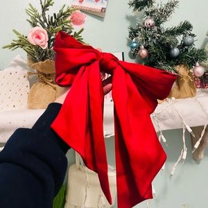 J.Crew Silky Large Giant Red Bow Ponytail 2021